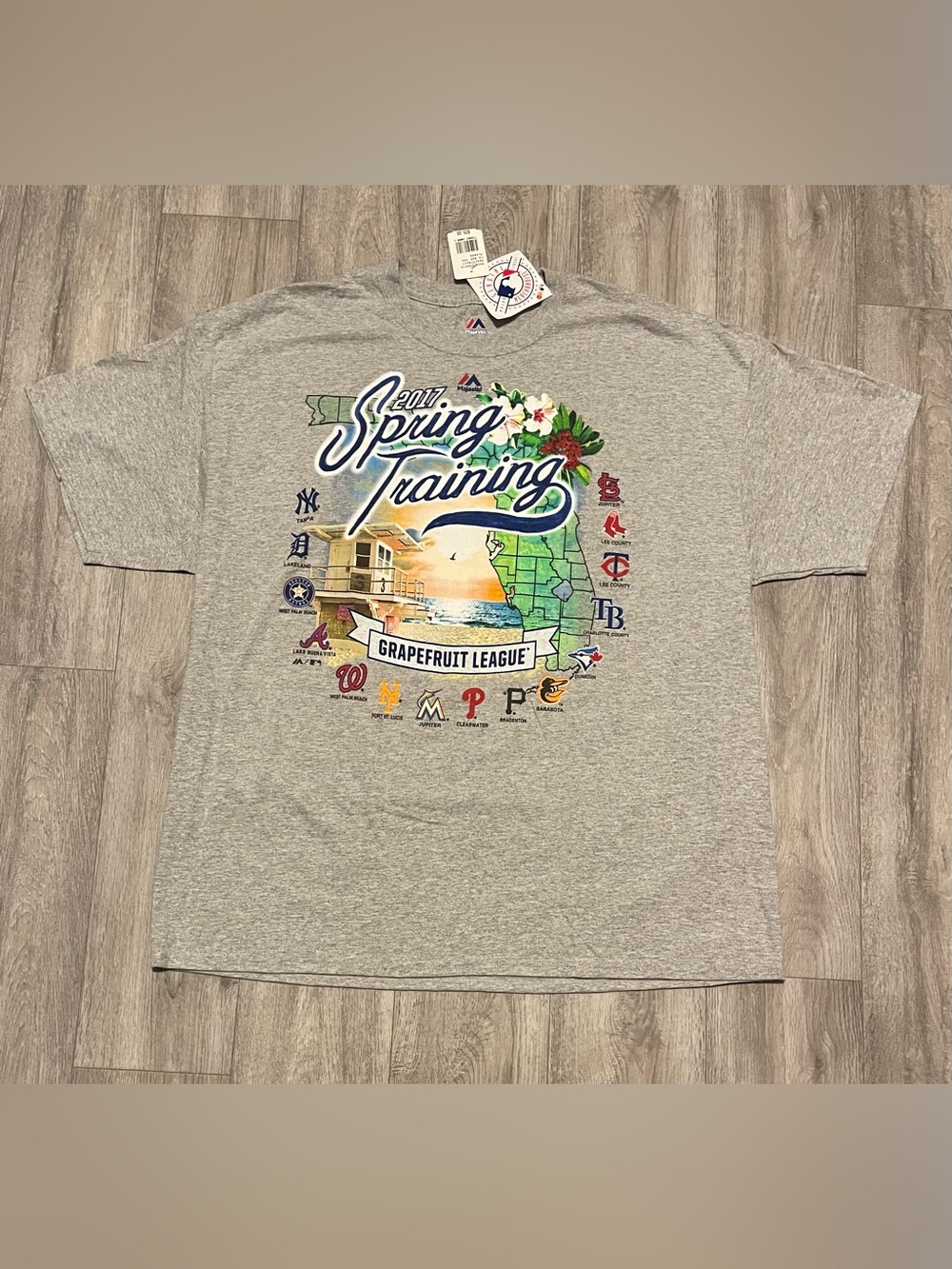 Majestic Size XL MLB 2017 Spring Training Grapefruit League T-Shirt Gray